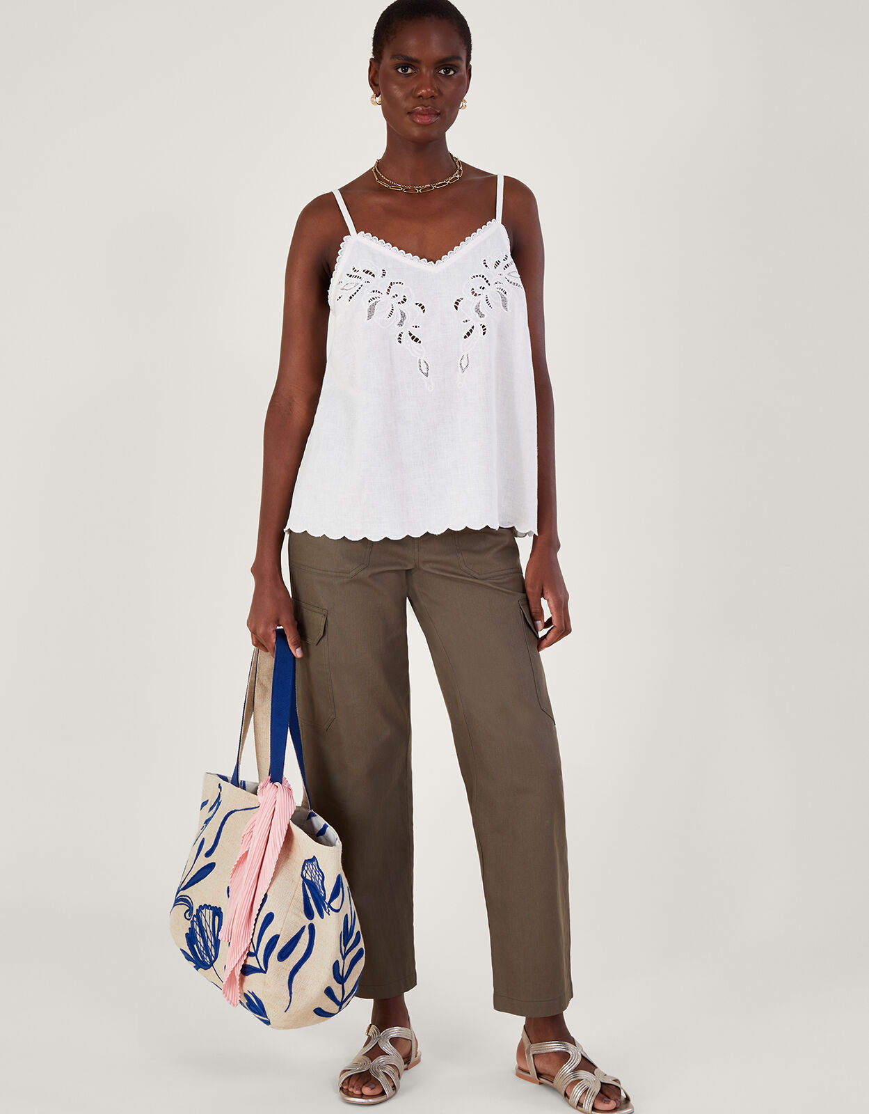 Cutwork Embroidery Cami Top Ivory