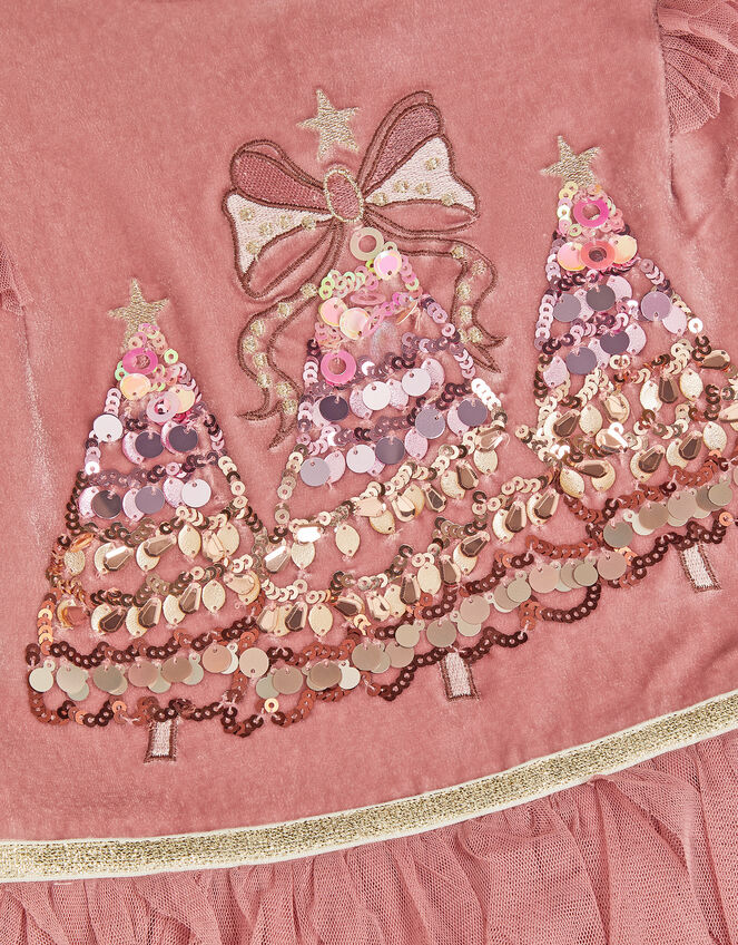 Sequin Christmas Tree Velvet Disco Dress, Pink (PINK), large