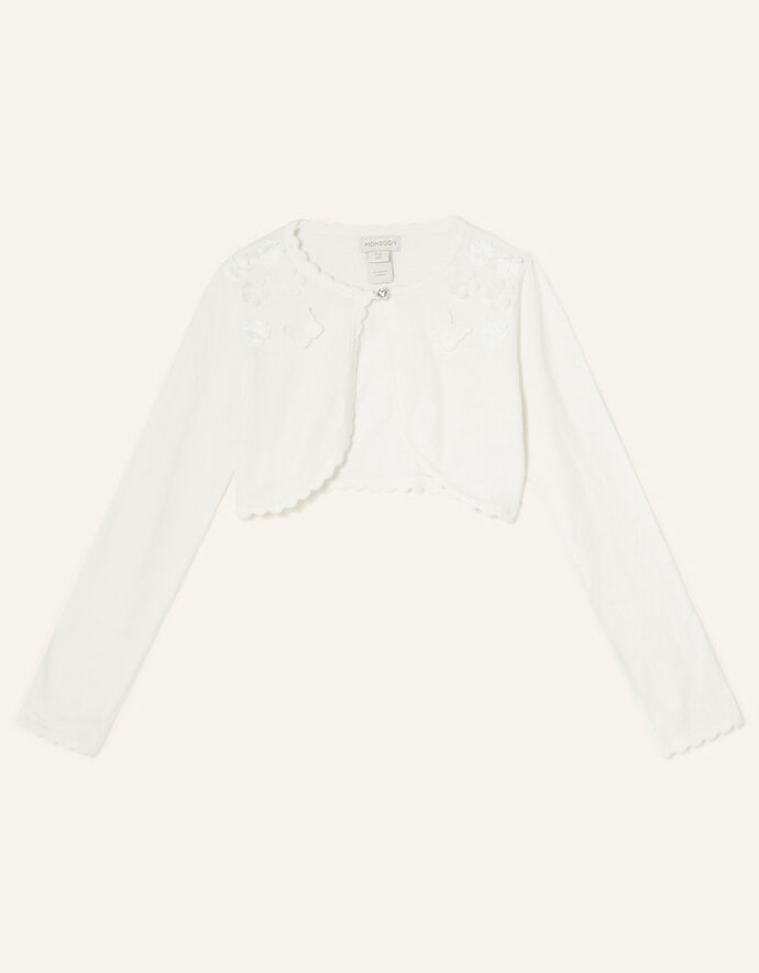 3D Flower Cardigan Ivory Girls' Cardigans Monsoon UK.