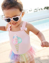 Baby Ice Cream Skirted Swimsuit , Pink (PALE PINK), large