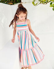 Painterly Stripe Midi Dress , Multi (MULTI), large