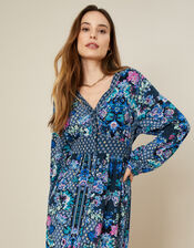 Heritage Print Jersey Midi Dress, Teal (TEAL), large