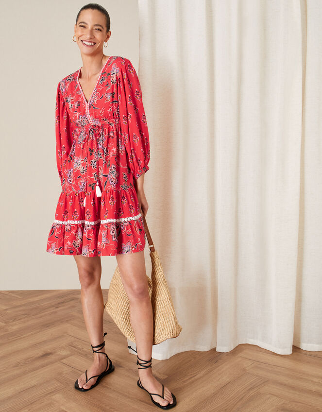 Anissia Floral Dress, Red (RED), large