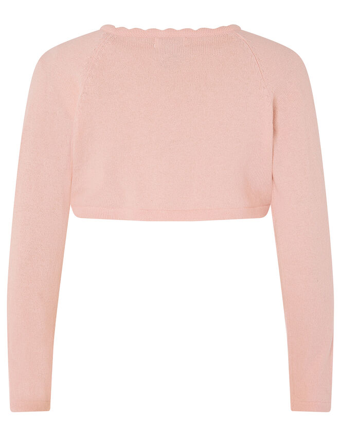 3D Flower Trim Crop Cardigan, Pink (PINK), large
