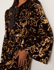 Shola Bow Sequin Mini Tunic Dress, Black (BLACK), large