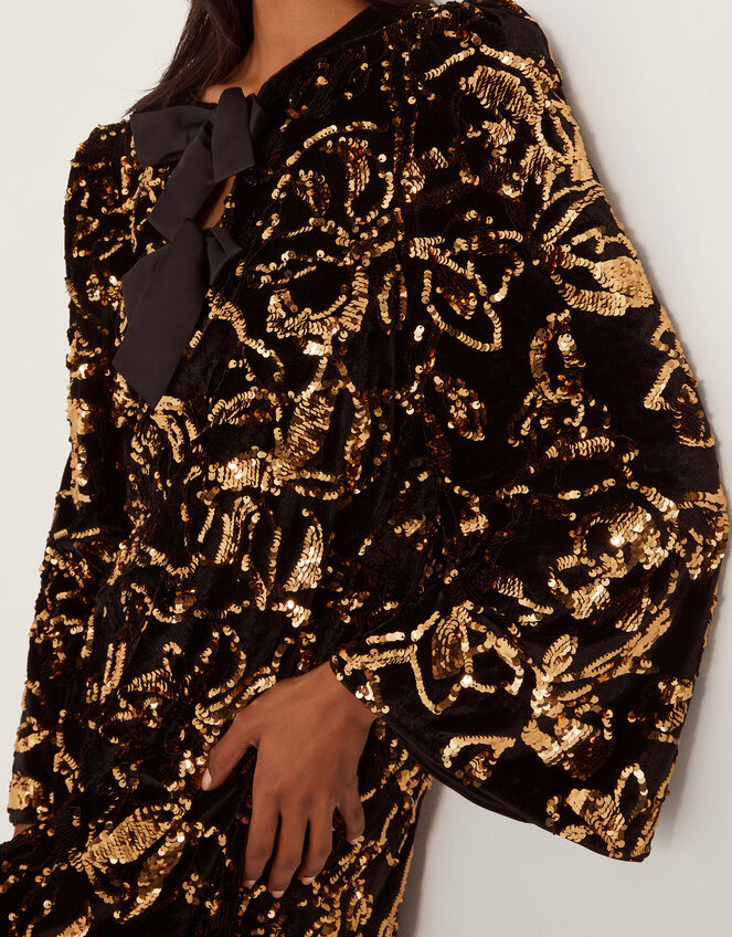 Shola Bow Sequin Mini Tunic Dress, Black (BLACK), large