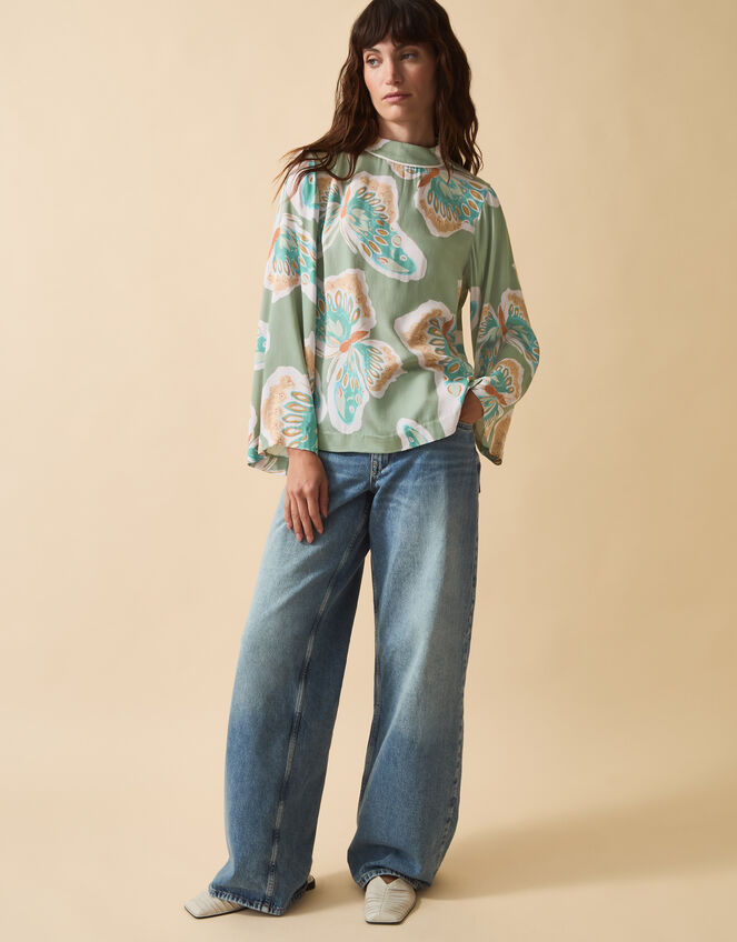 Clemence Aurelie Butterfly Top, Green (SAGE), large