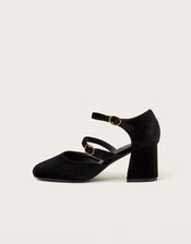 Ruth Velvet Mary Jane Heels, Black (BLACK), large