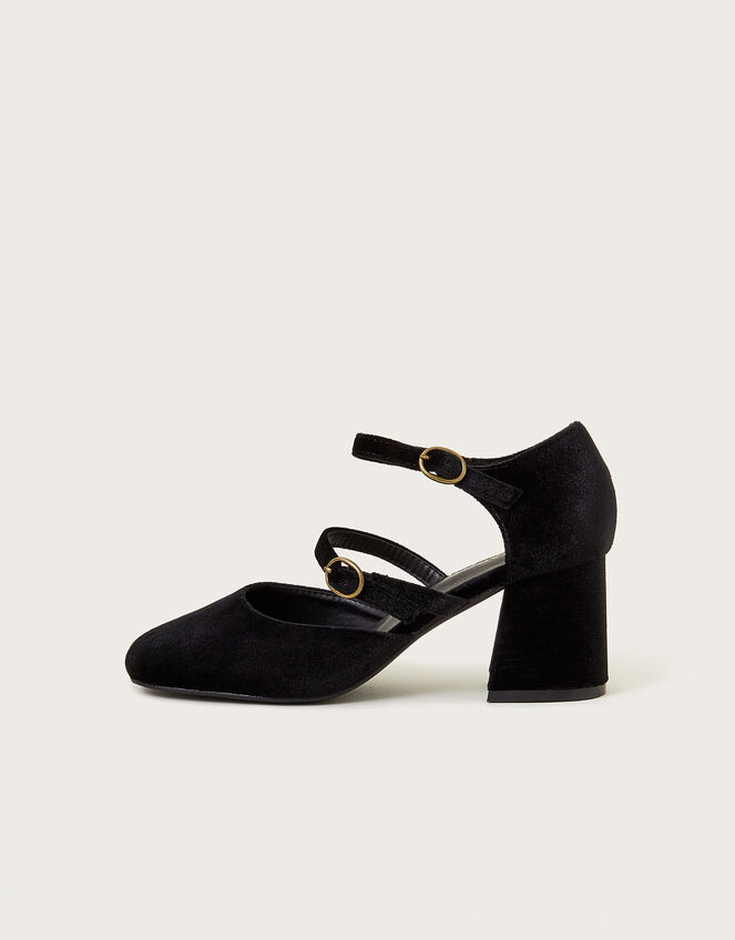 Ruth Velvet Mary Jane Heels, Black (BLACK), large