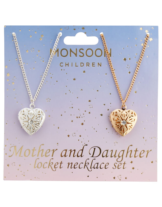 Mother daughter locket necklace