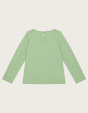 Floral Love Embroidered Long Sleeve Top, Green (GREEN), large