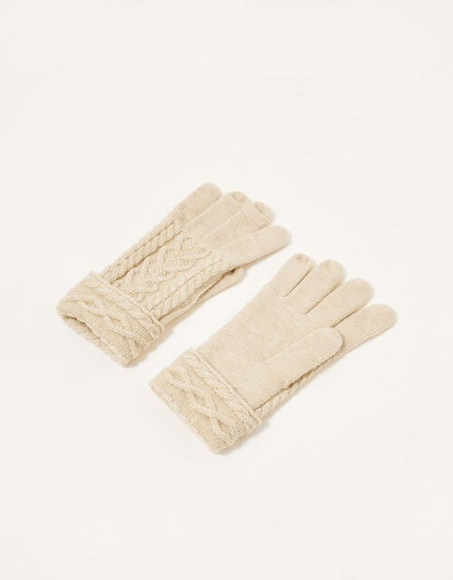 Cable Knit Gloves, , large