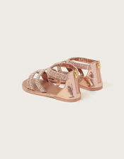 Beaded Strappy Sandals, Gold (ROSE GOLD), large