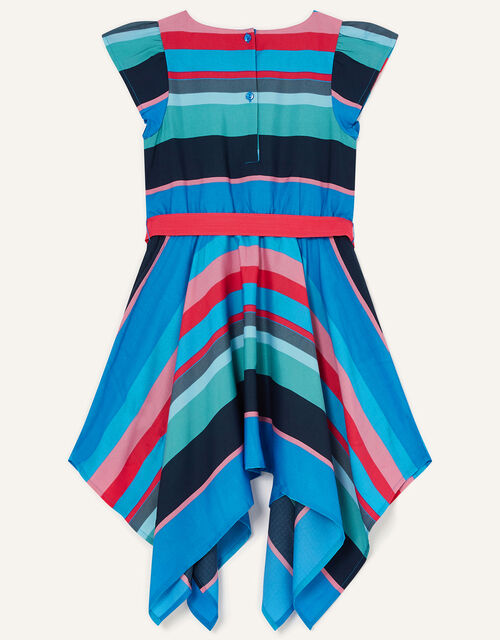 Stripe Hanky Hem Dress , Blue (BLUE), large