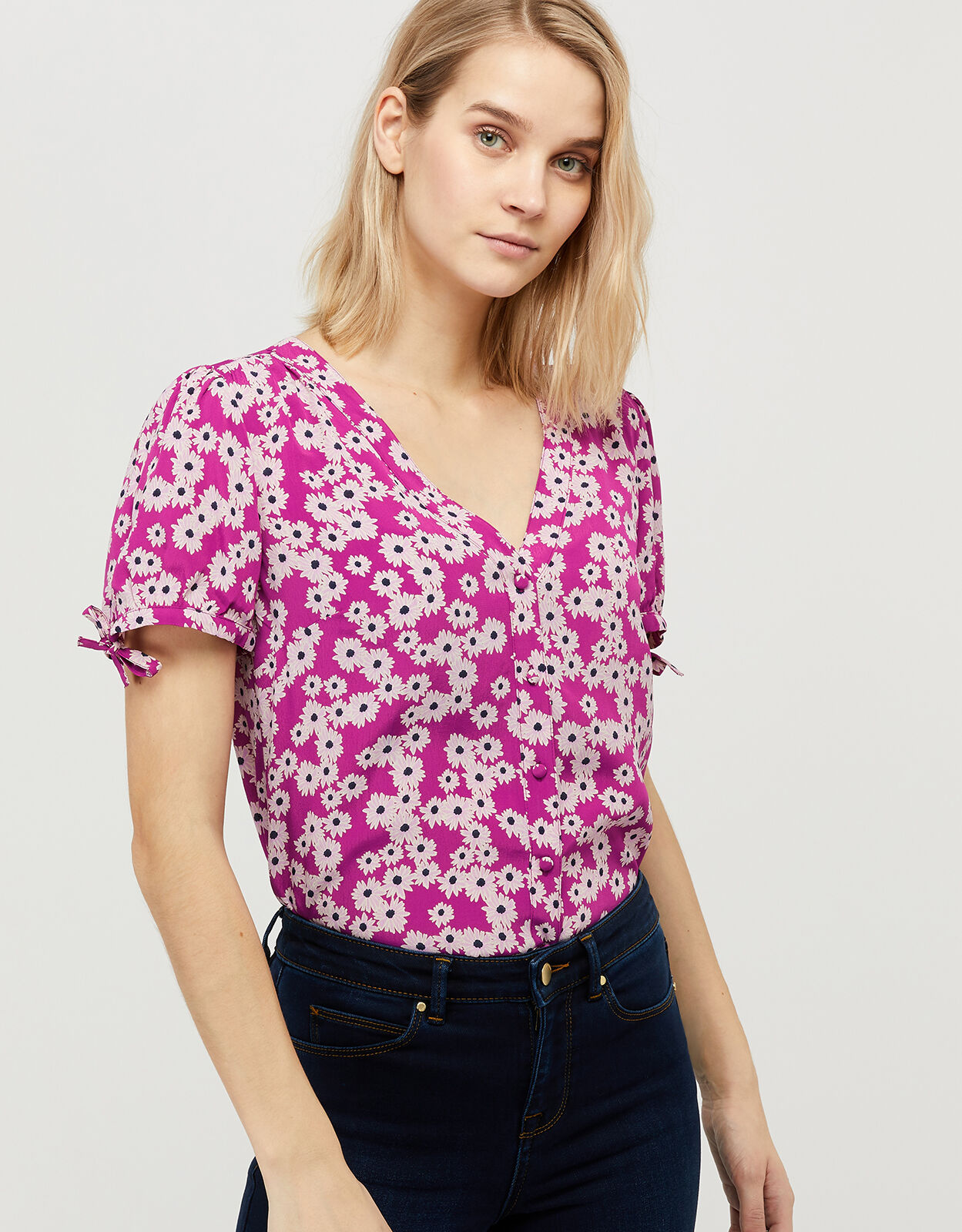 Pink floral blouse uk Clearance