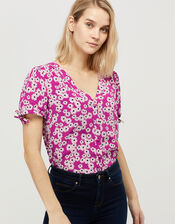 Delta Floral Blouse in Sustainable Viscose, Pink (PINK), large