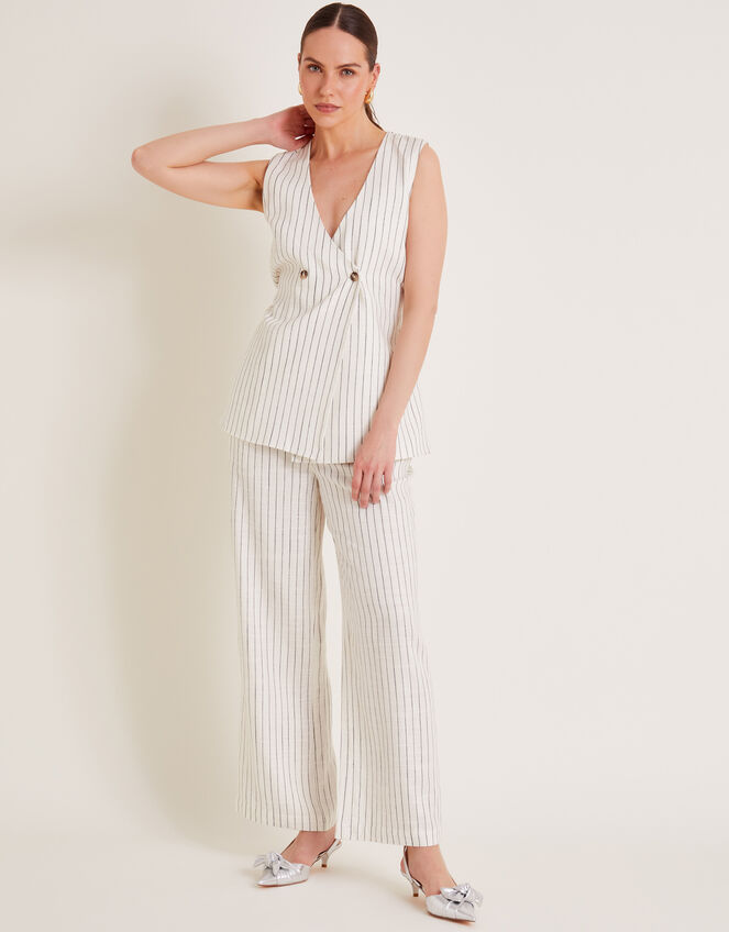 Sara Stripe Trousers, Ivory (IVORY), large