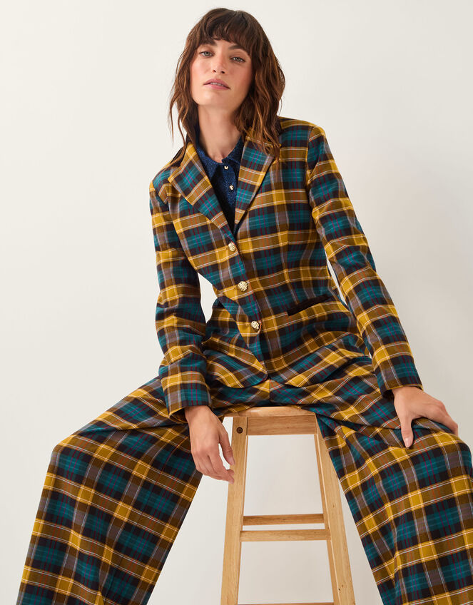 Monsoon x Sarah Corbett-Winder Tartan Blazer Yellow Women's