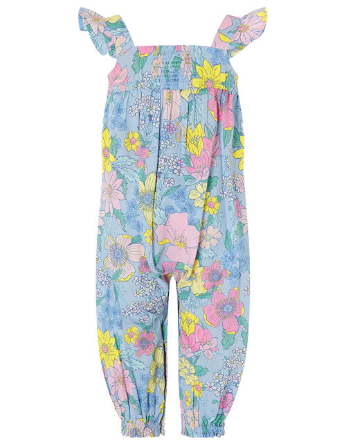 Baby Floral Romper in Pure Cotton Blue | Baby Girl Rompers & Jumpsuits ...