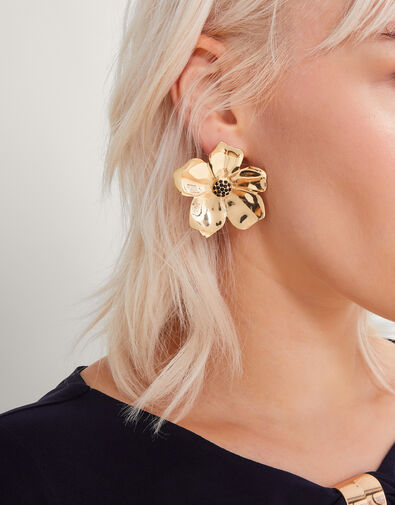 Embellished Flower Earrings, , large