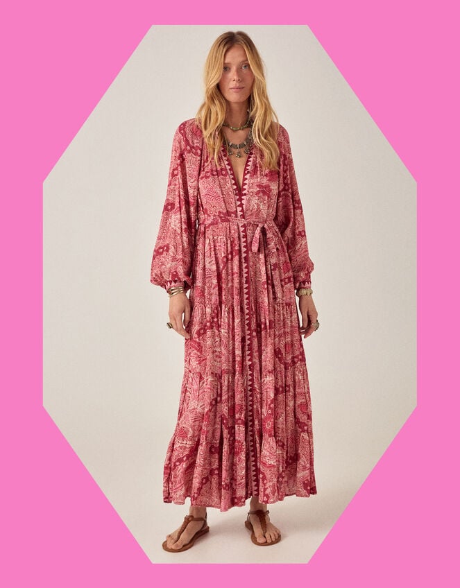 Maison Hotel Tina Paisley Maxi Dress, Red (RED), large