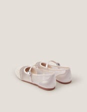 Pearl Mesh Ballet Flats, Ivory (IVORY), large