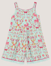 Unicorn Floral Print Playsuit, Blue (BLUE), large