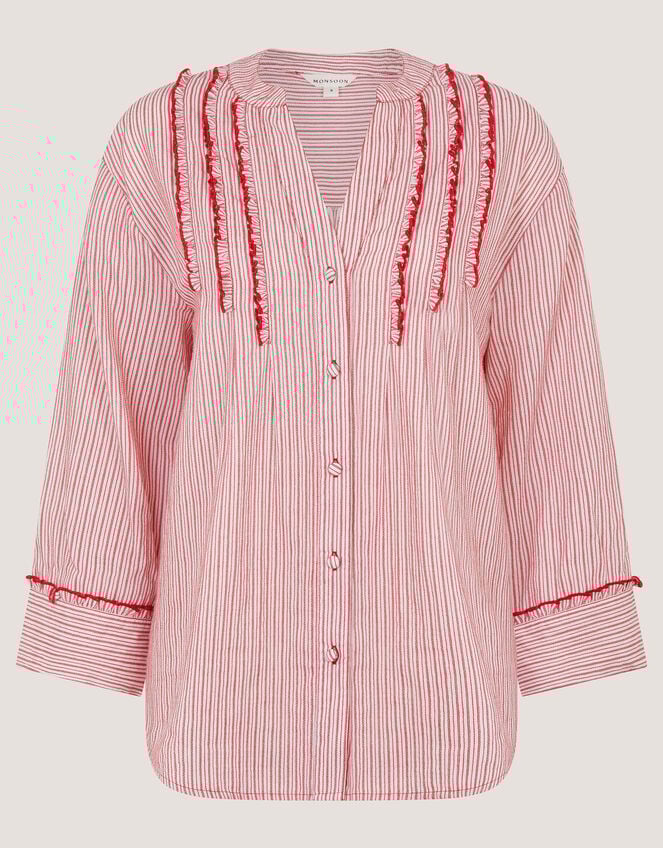 Ceres Frill Stripe Shirt, Red (RED), large