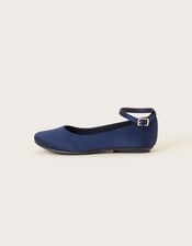 Ankle Strap Ballet Shoes, Blue (NAVY), large