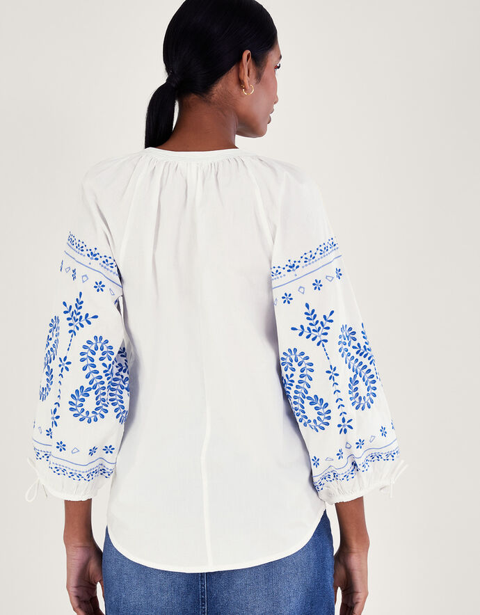 White & Multi Embroidered Shirt main image 1