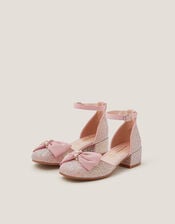 Closed-Toe Bow Glitter Heels, Pink (PINK), large