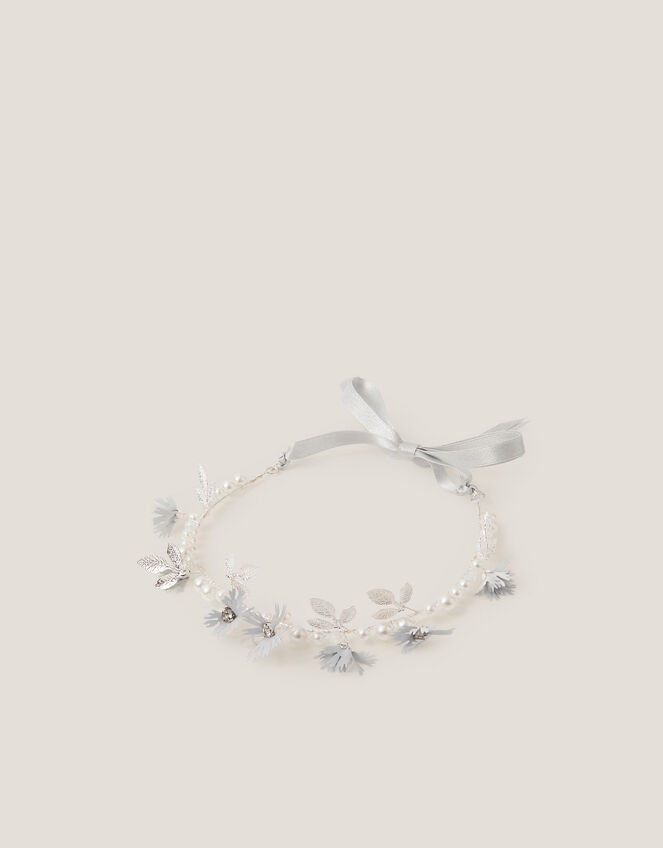 Pearl Embellished Flower Crown, , large