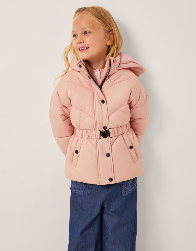Belted Puffer Coat, Pink (PINK), large