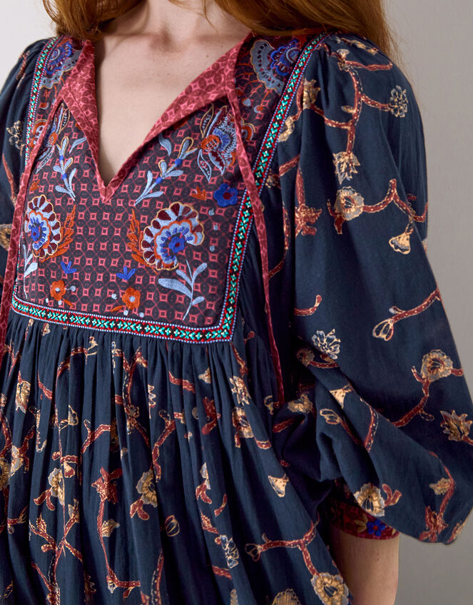 East Elenie Embroidered Floral Midi Dress, Black (BLACK), large