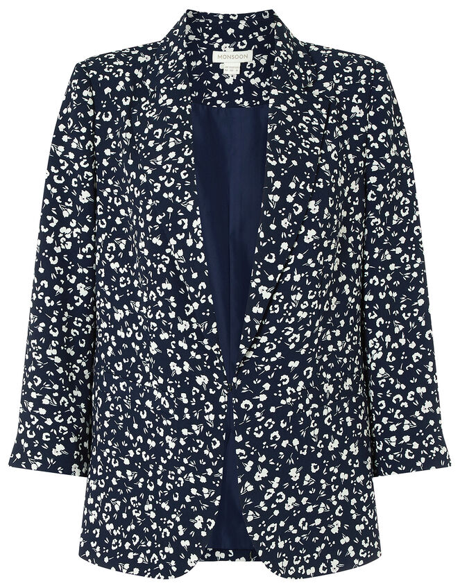 Poppy Floral Print Blazer, Blue (NAVY), large