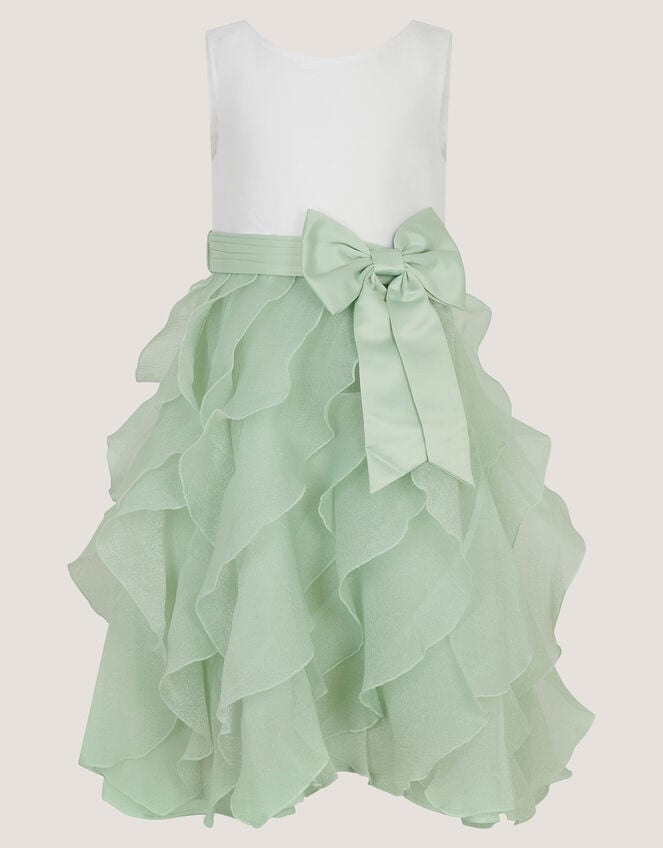 Cancan Sleeveless Bow Ruffle Dress, Green (SAGE), large