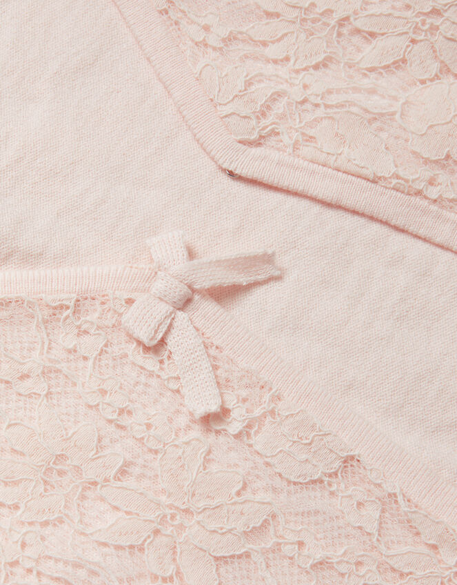 Lace Frill Bow Cardigan, Pink (PINK), large