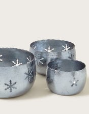 Snowflake Candle Holders Set of Three, Silver (SILVER), large