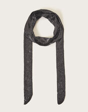 Sequin Skinny Scarf, Black (BLACK), large