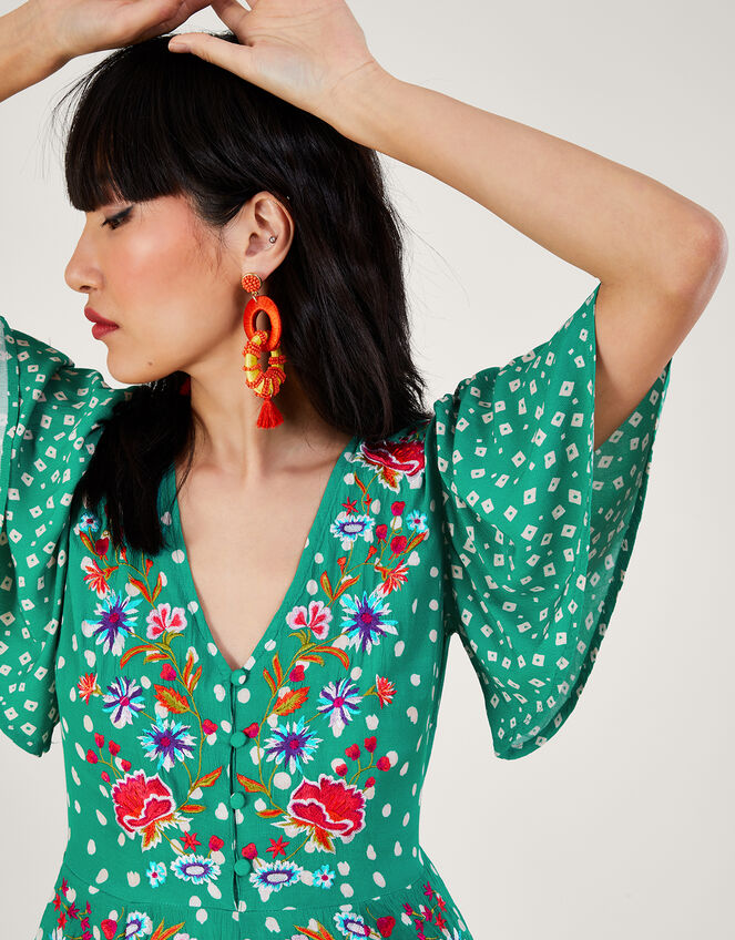 Rori Embroidered Jumpsuit in Sustainable Viscose, Green (GREEN), large