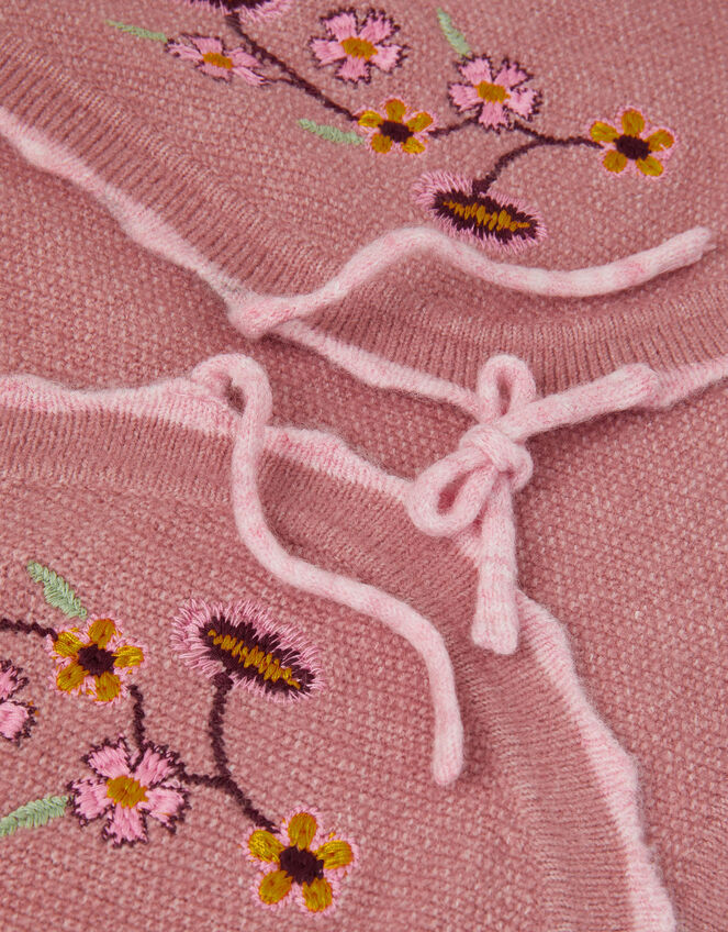 Rose Embroidered Knitted Waistcoat, Pink (PINK), large