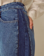 Natalie Contrast Barrel Jeans, Blue (MID AUTHENTIC BLUE), large
