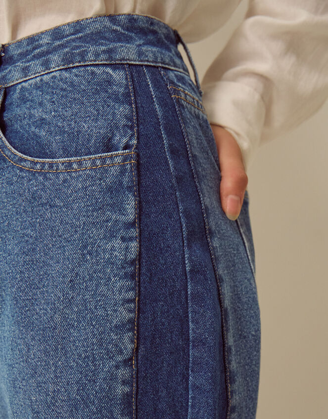 Natalie Contrast Barrel Jeans, Blue (MID AUTHENTIC BLUE), large