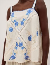 Sophie Sleeveless Embroidered Top, Ivory (IVORY), large