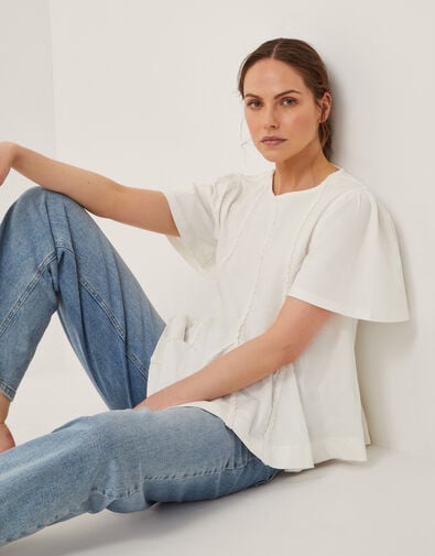 Tate Lace Trim Jersey T-Shirt, White (WHITE), large