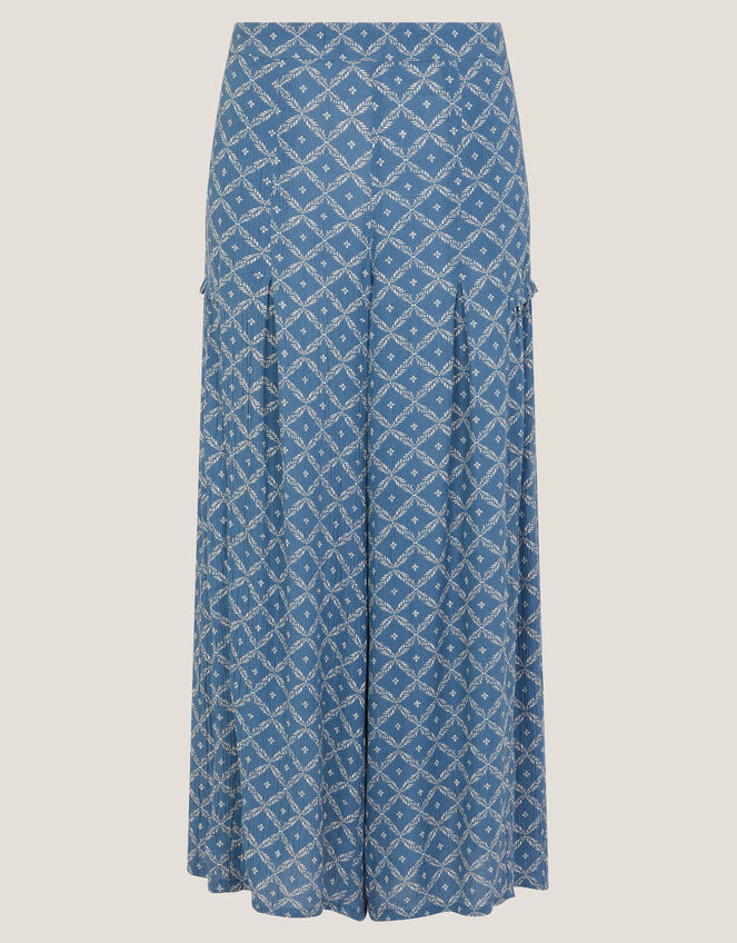 Rita Print Wide Leg Trousers, Blue (BLUE), large