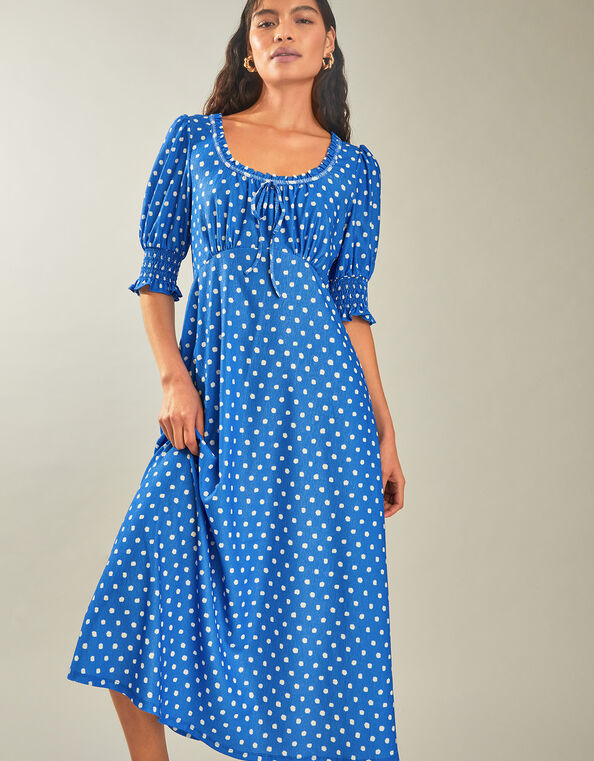 Liza Spot Jersey Dress, Blue (BLUE), large