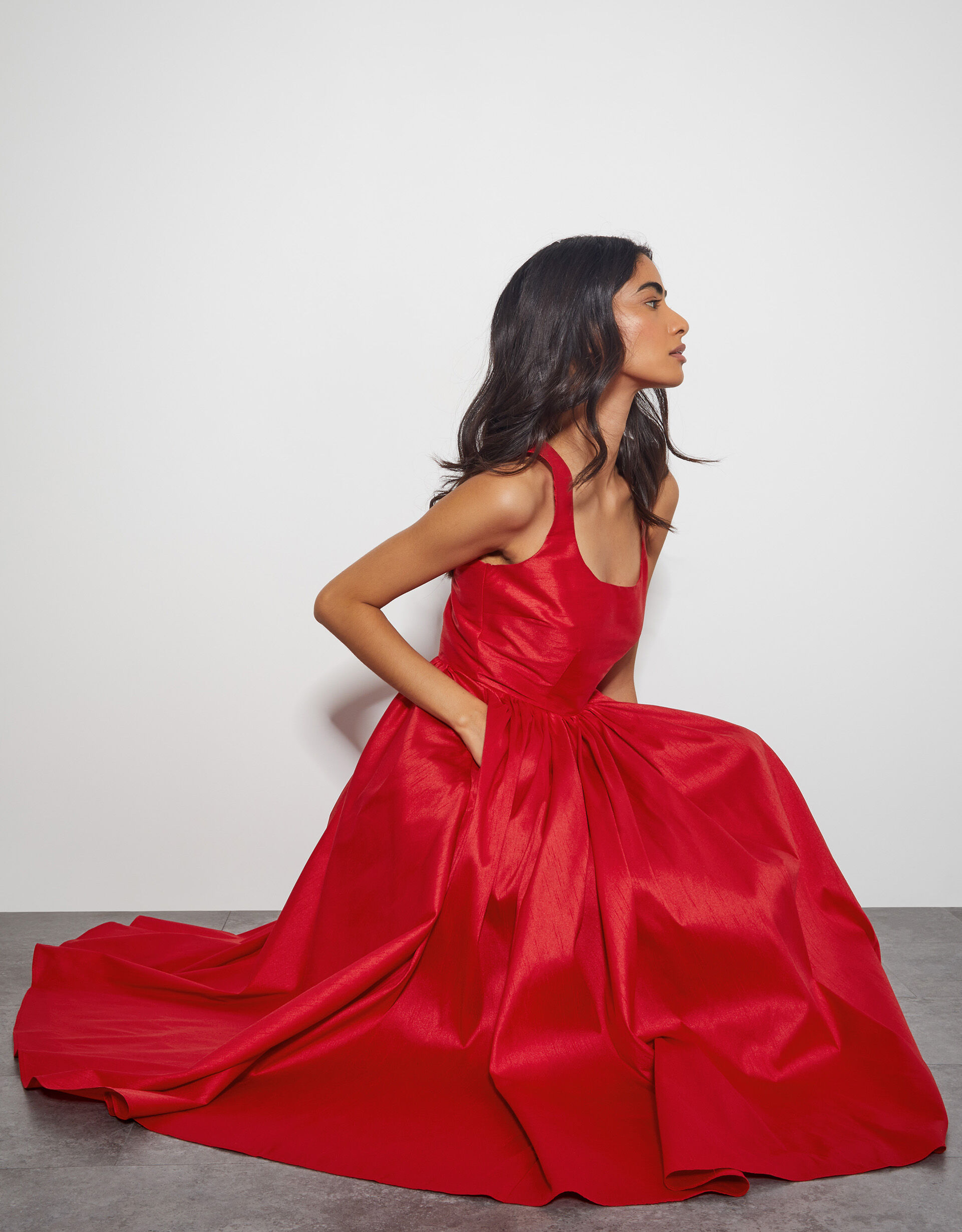 Sicily Fit and Flare Midi Dress Red
