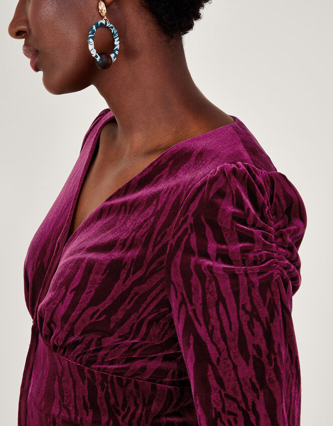 Zahra Velvet Tea Dress, Red (BERRY), large