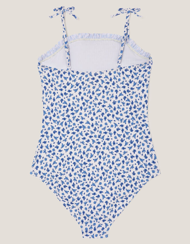 Ditsy Floral Smocked Swimsuit, Ivory (IVORY), large